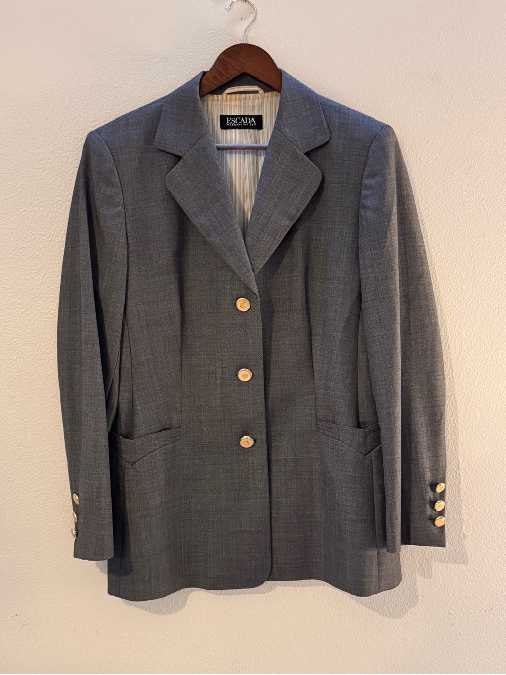 Vintage Escada Women's Gray Tailored Blazer